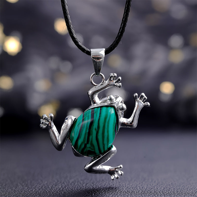 Gaia - Natural Crystal Frog Meditation Necklace