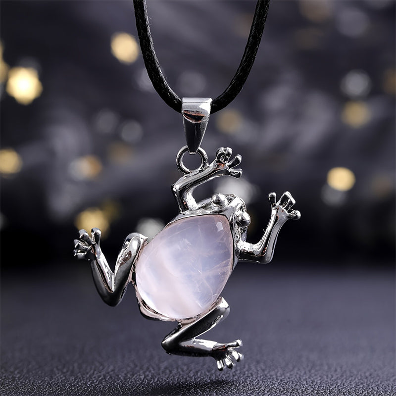 Gaia - Natural Crystal Frog Meditation Necklace