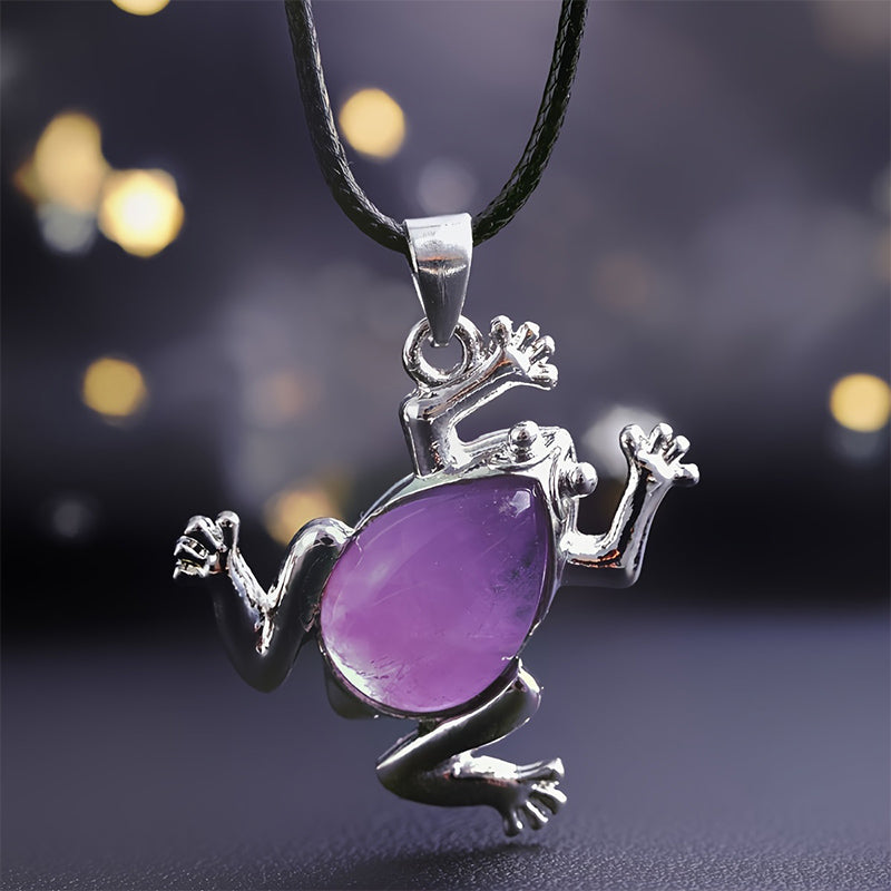 Gaia - Natural Crystal Frog Meditation Necklace