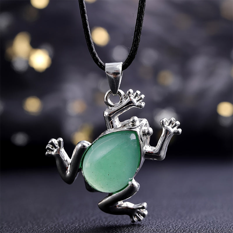 Gaia - Natural Crystal Frog Meditation Necklace