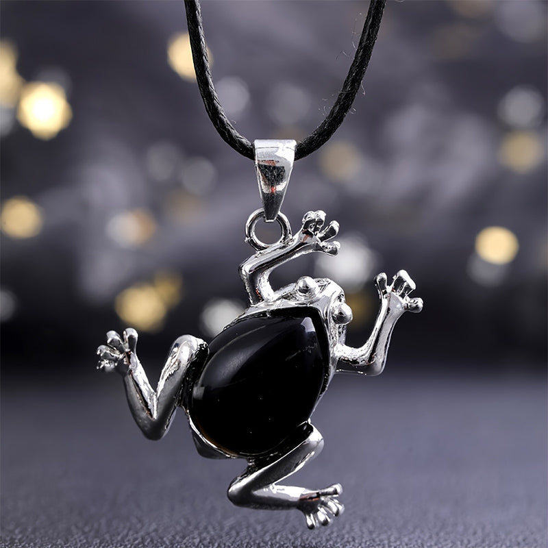 Gaia - Natural Crystal Frog Meditation Necklace