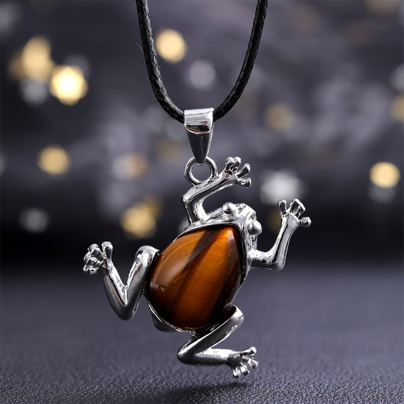 Gaia - Natural Crystal Frog Meditation Necklace