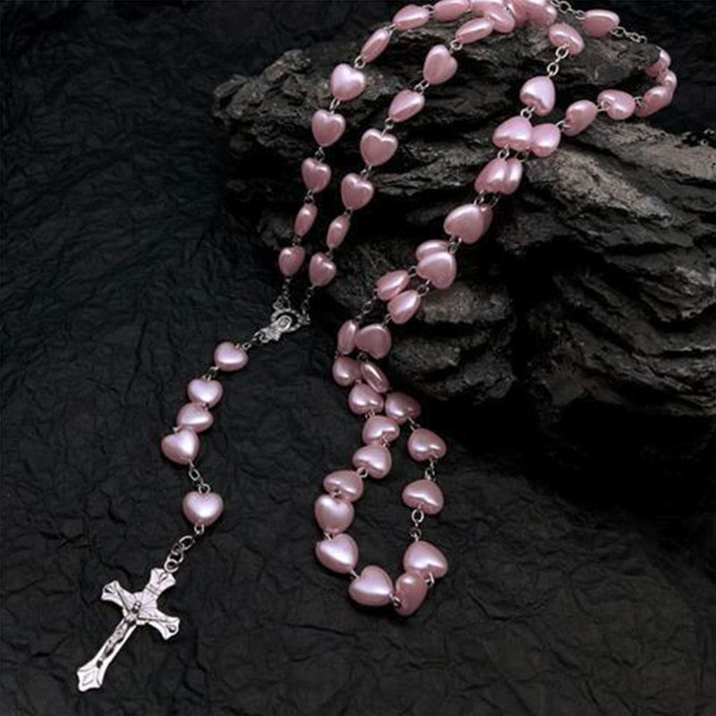 Elara - Heart Cat Eye Rosary Necklace for Women