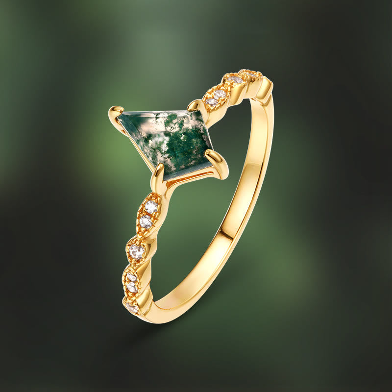 Lana - Moss Agate & White Zircon Jewellery Set for Women
