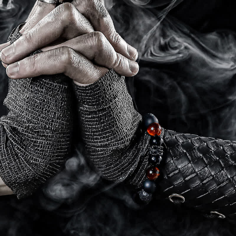 Ragnar Lord - Black Warrior Natural Crystal Beaded Bracelet for Men