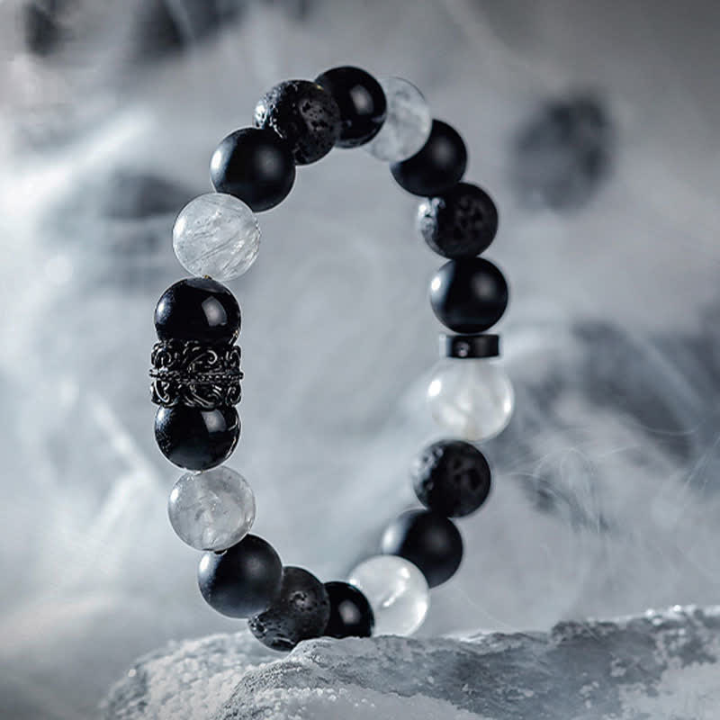 Ragnar Lord - Black Warrior Natural Crystal Beaded Bracelet for Men