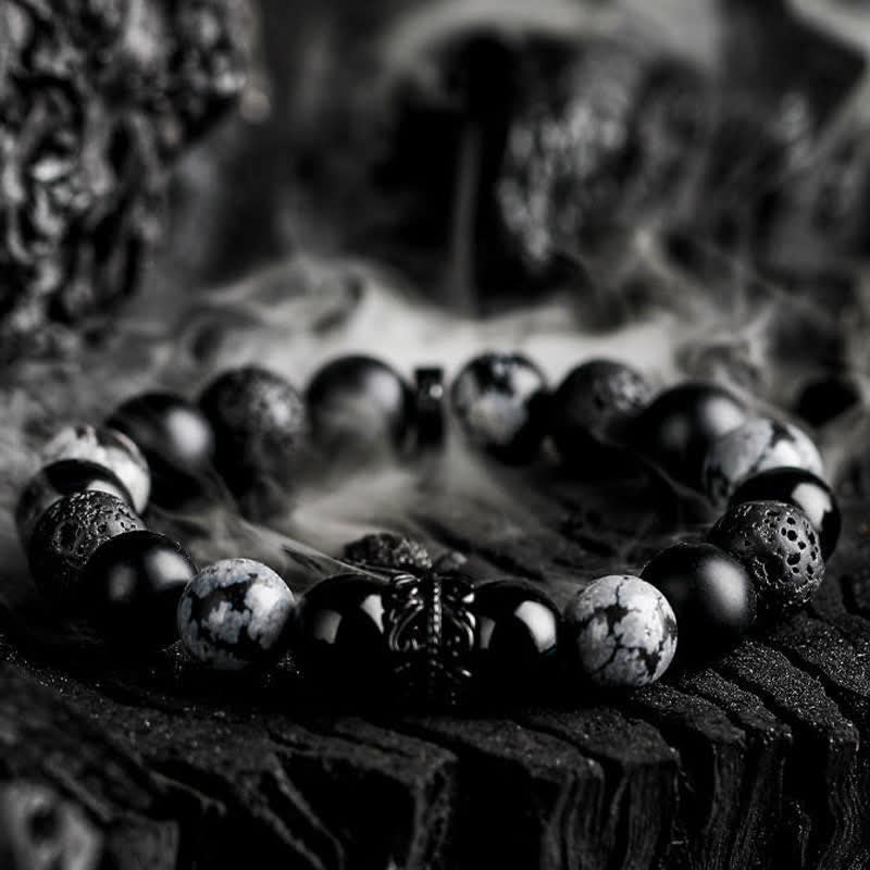 Ragnar Lord - Black Warrior Natural Crystal Beaded Bracelet for Men