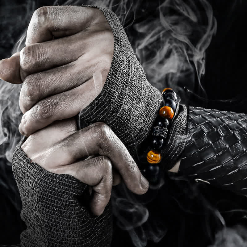 Ragnar Lord - Black Warrior Natural Crystal Beaded Bracelet for Men
