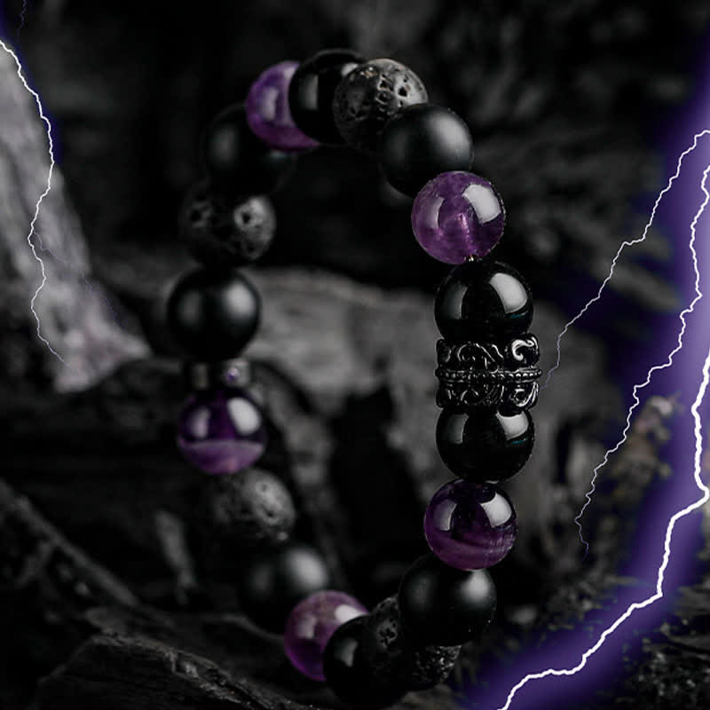 Ragnar Lord - Black Warrior Natural Crystal Beaded Bracelet for Men