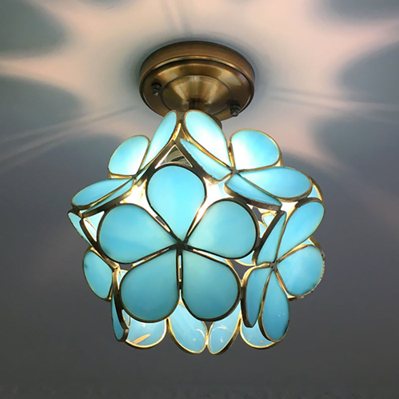 FloralGlow Tiffany Ceiling Lamp - Retro Stained Glass