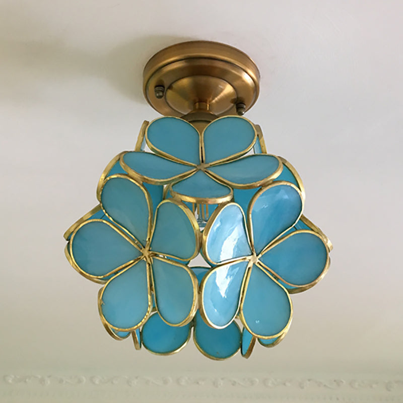 FloralGlow Tiffany Ceiling Lamp - Retro Stained Glass