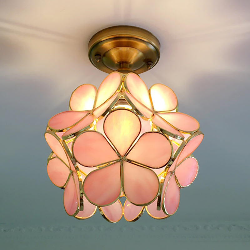 FloralGlow Tiffany Ceiling Lamp - Retro Stained Glass
