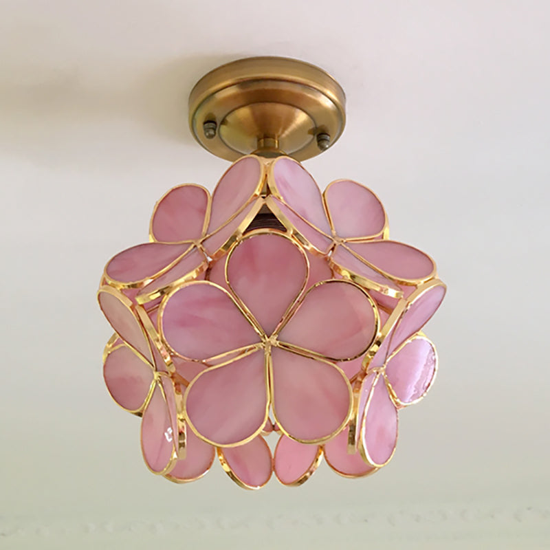FloralGlow Tiffany Ceiling Lamp - Retro Stained Glass
