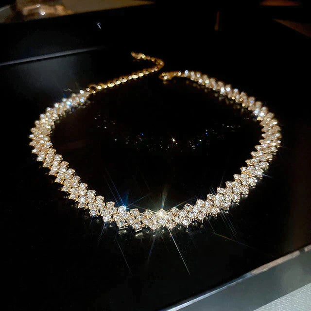 Gold Gala - Sparkling Crystal Choker Necklace for Women