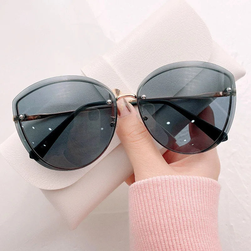 AnnaShade - Rimless Oval Sunglasses with UV Protection
