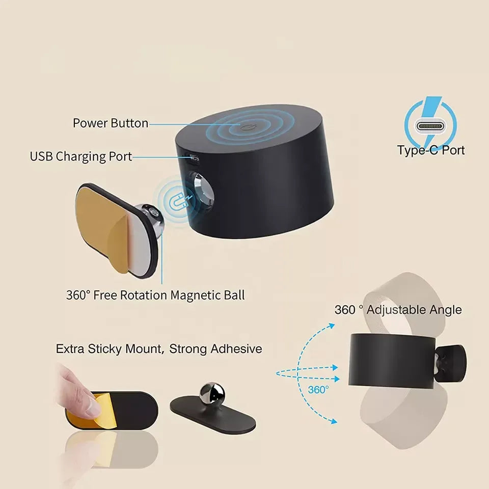 360 Wall Lamp - Cordless Rechargeable Light