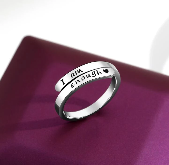 I Am Enough - Silver Affirmation Ring for Women