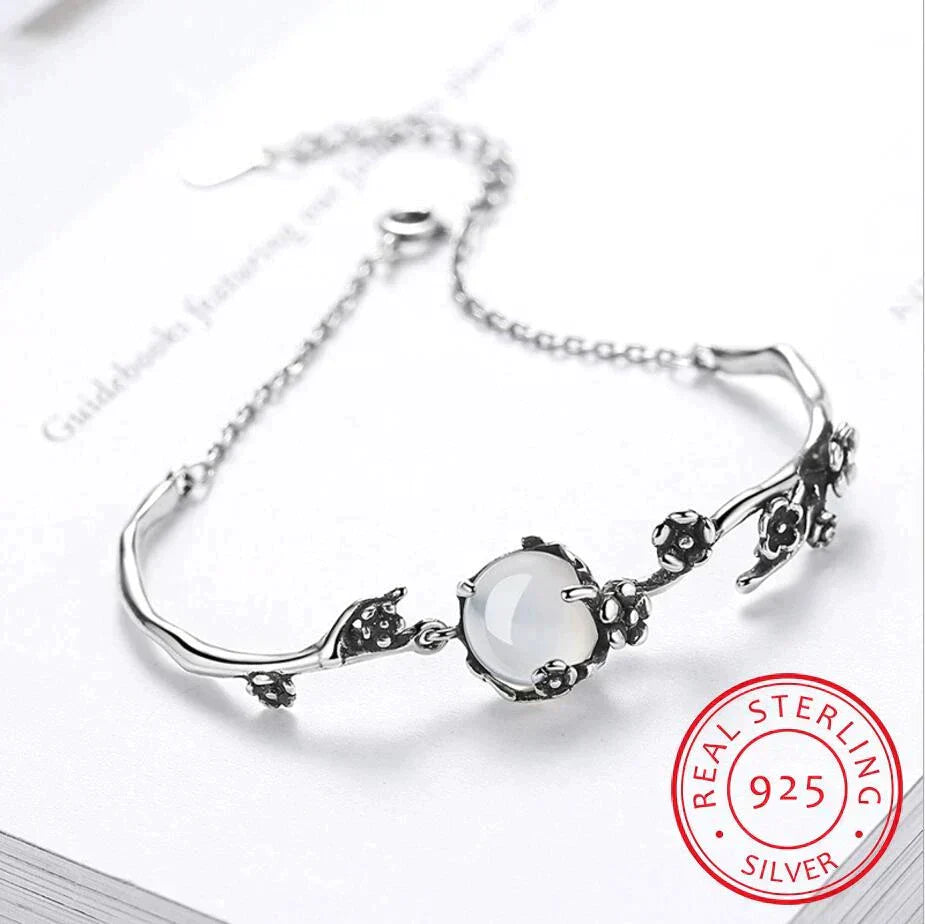 MoonGleam Bracelet - Elegant Sterling Silver Moonstone Bracelet