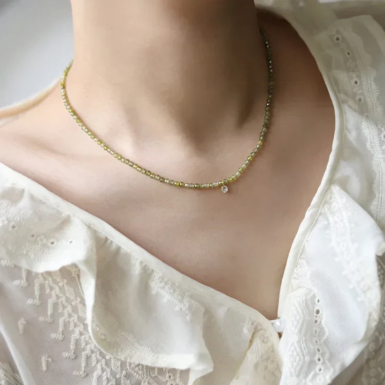 Celeste - Olive Green Zirconia Necklace for Women