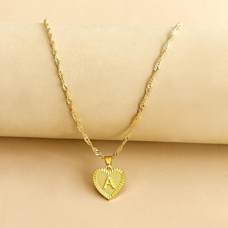 Amara - Gold Heart Initial Necklace for Women