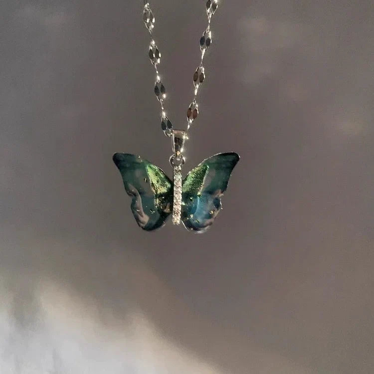 Elina - Blue Butterfly Sterling Silver Necklace for Women
