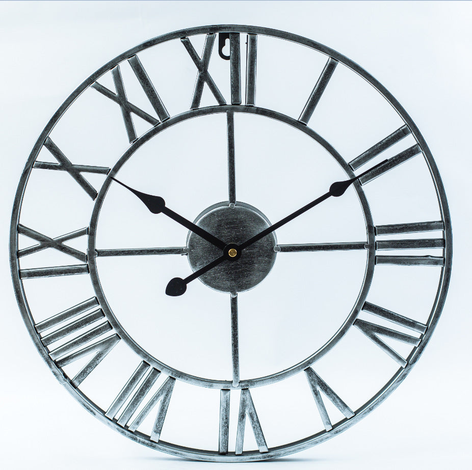 Large Retro Iron Wall Clock - Timeless Elegance