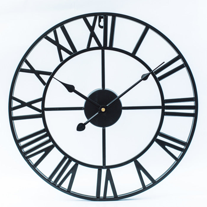 Large Retro Iron Wall Clock - Timeless Elegance