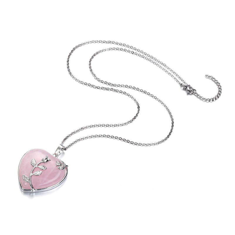 Amara Heart Rose Quartz Necklace - Romantic Gemstone Pendant