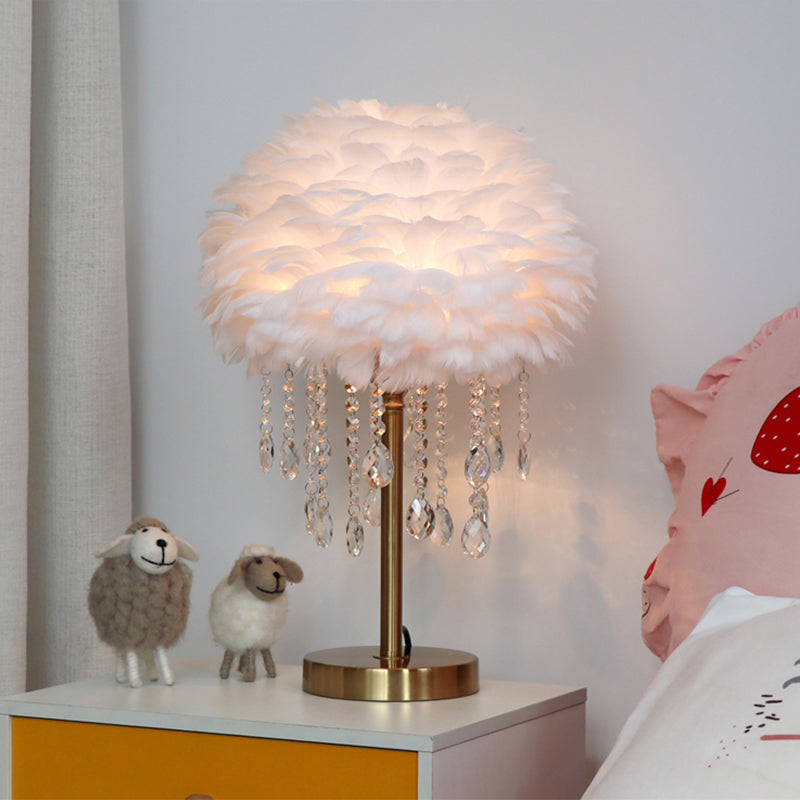 FeatherBeam Feather Bedside Lamp - Crystal Decor