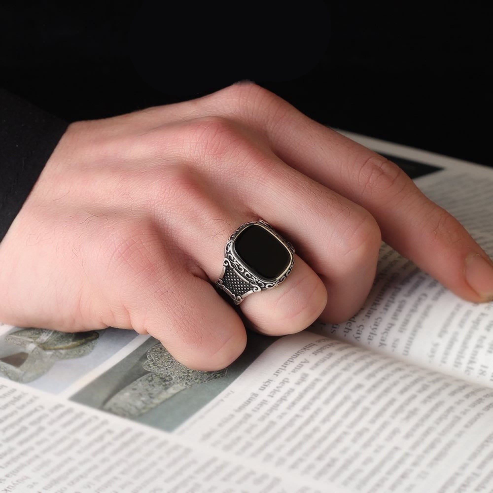 Max - Black Onyx Sterling Silver Ring for Men
