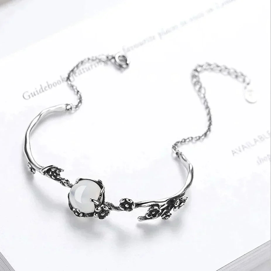 MoonGleam Bracelet - Elegant Sterling Silver Moonstone Bracelet