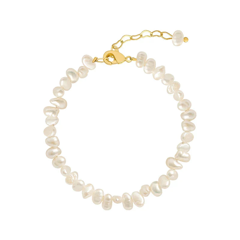 Freshwater Pearl Bracelet - Elegant White Pearls with Adjustable Fit