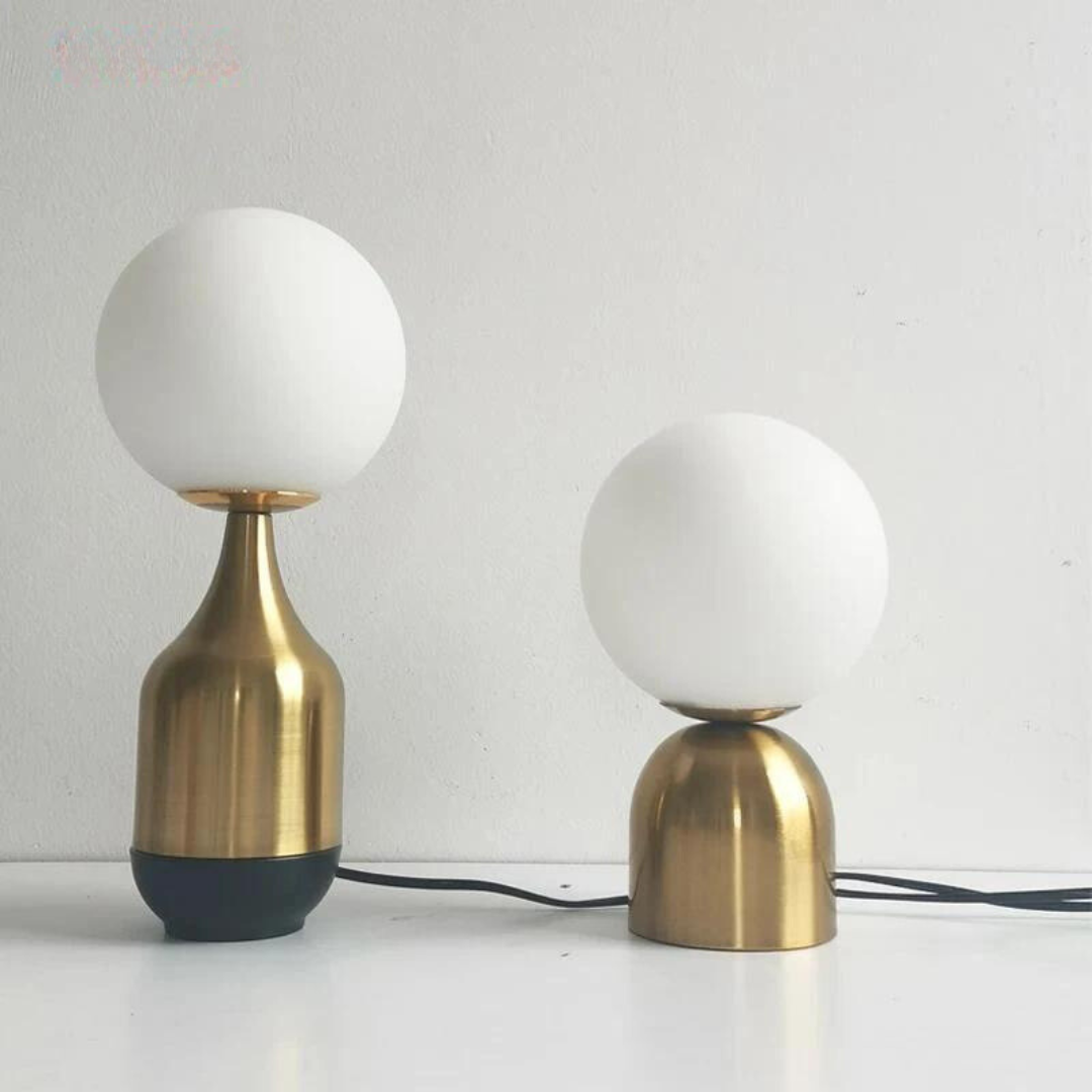 Nordic Globe Table Lamp - Brass & Glass Bedside Light
