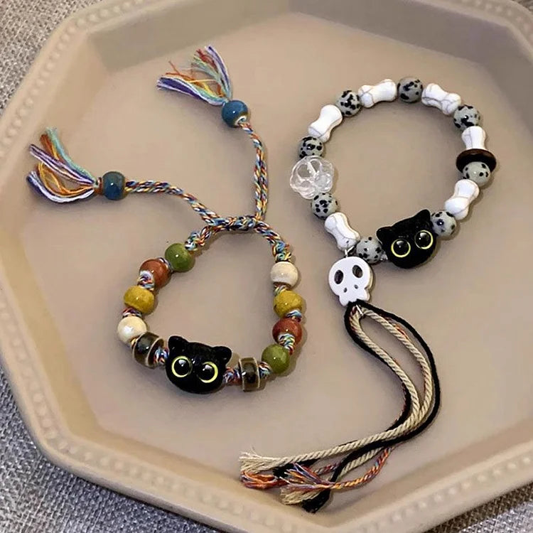 Selina - Delightful Skull and Cat Bracelet for Women