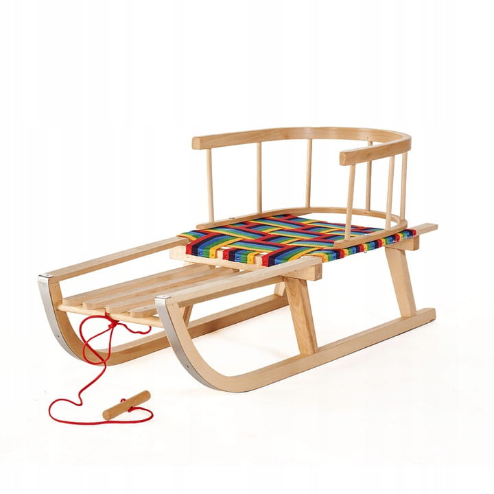 SnowGlide Sled - Wooden Kids Snow Sled with Backrest