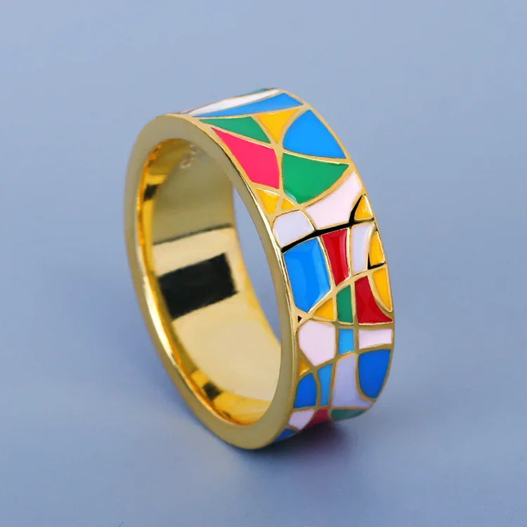 Nadia - Classic Enamel Cubic Zirconia Ring for Women