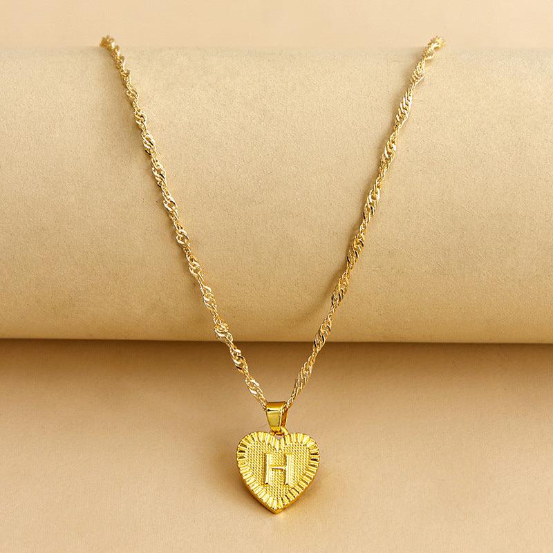 Amara - Gold Heart Initial Necklace for Women