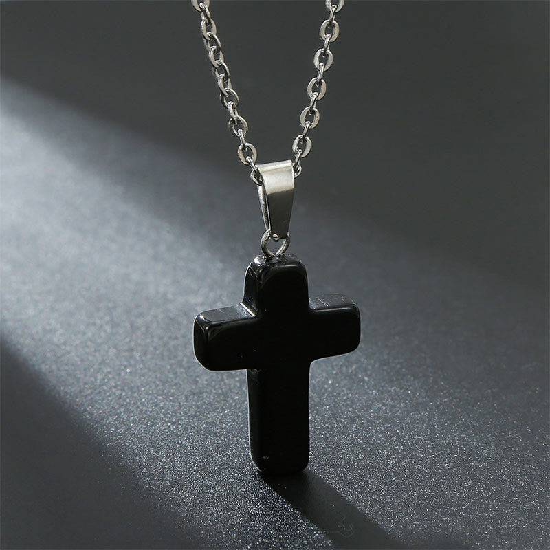 Seraphina - Natural Gemstone Cross Necklace for Women