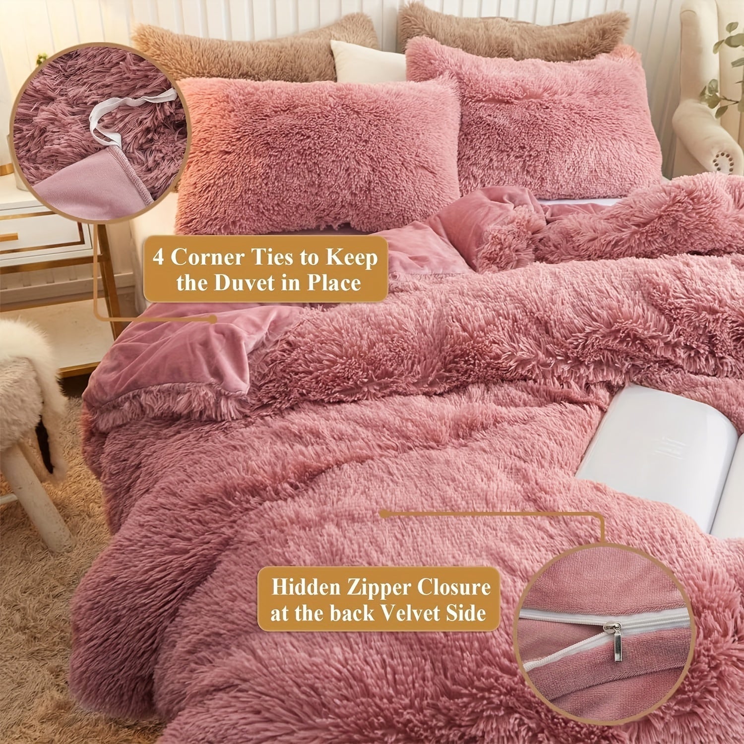 Ultra-Soft Plush Duvet Cover Set - Zipped