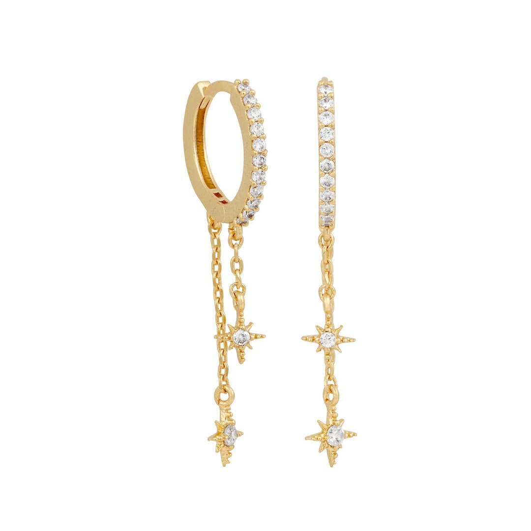 StarGlow Earrings - Celestial Star Stud and Hoop Set
