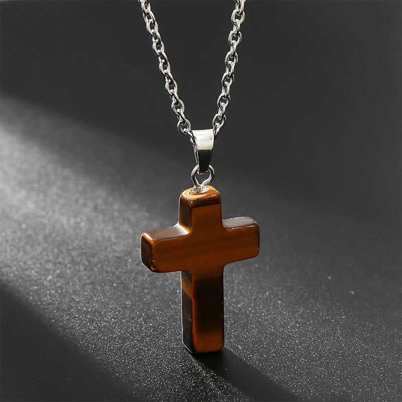 Seraphina - Natural Gemstone Cross Necklace for Women