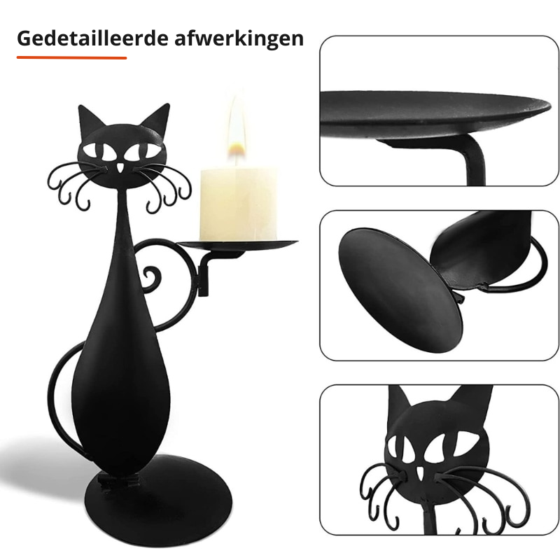Midnight Panther - Mystic Black Cat Candle Holder