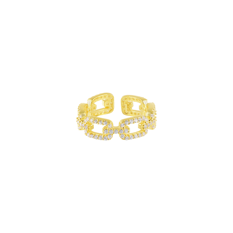 Marina Gold Link Ring with Zirconia - Elegant