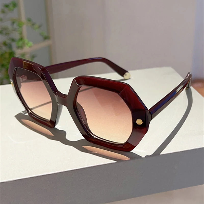 Regina - Oversized Hexagonal Sunglasses