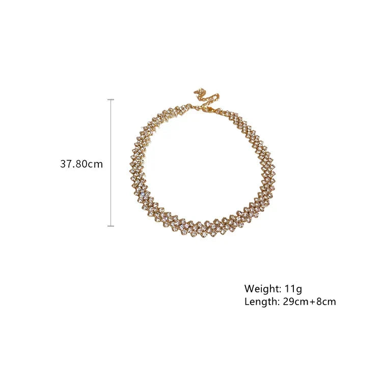 Gold Gala - Sparkling Crystal Choker Necklace for Women