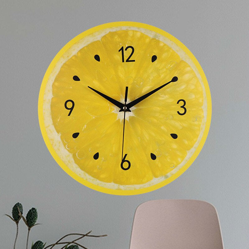 Lemon Kitchen Wall Clock - Bright Cheerful Decor