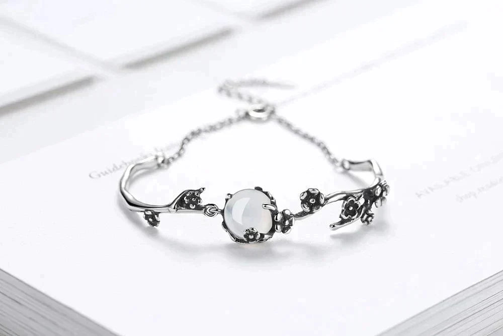 MoonGleam Bracelet - Elegant Sterling Silver Moonstone Bracelet