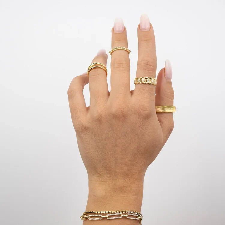 Aluna Double Band Ring - Minimalist Stackable Jewellery