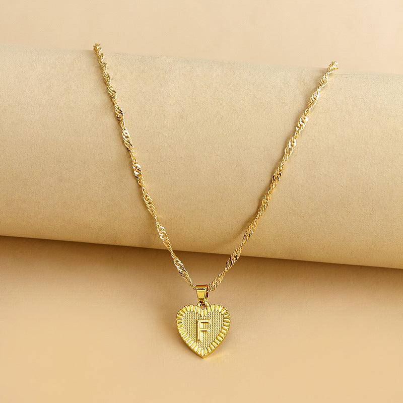 Amara - Gold Heart Initial Necklace for Women