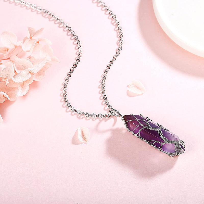 Elara - Tree of Life Crystal Gemstone Necklace for Women